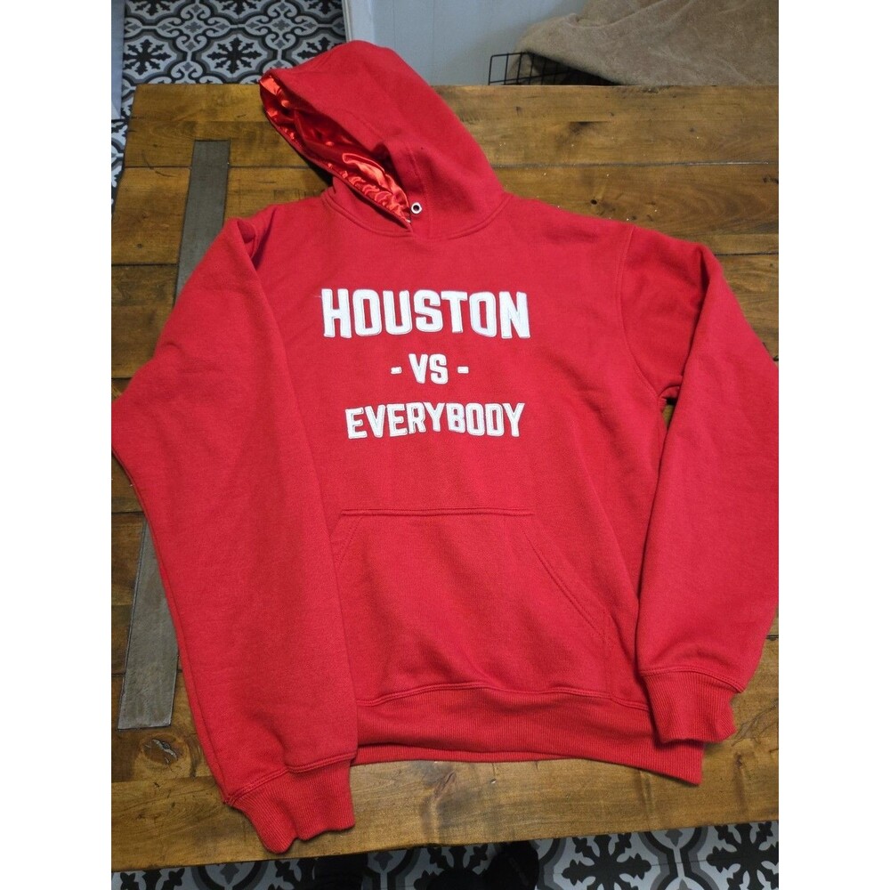 Substantial Worldwide Houston Vs Everybody Hoodie Red Satin Lined Large HTown